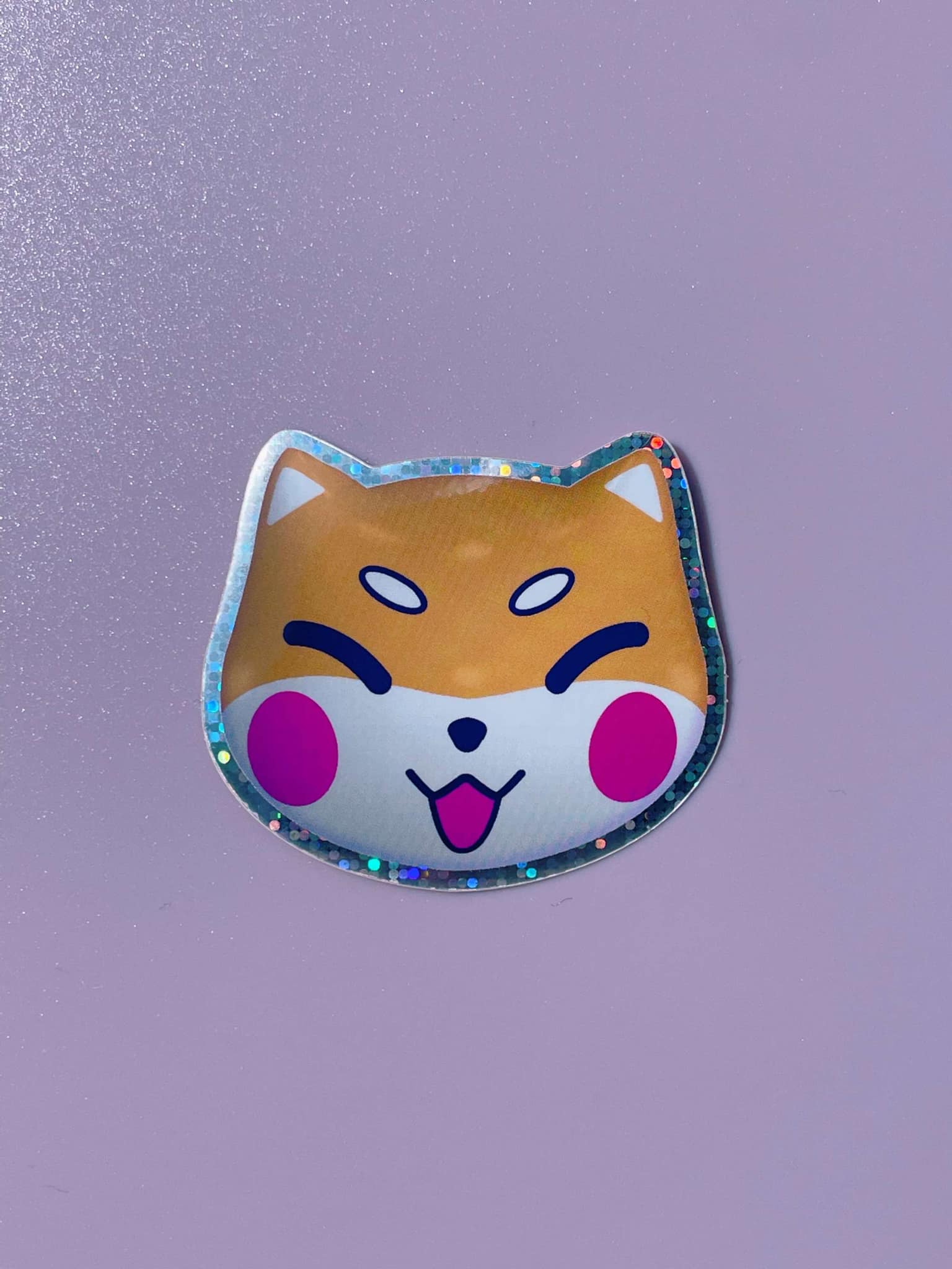 Y2K SHIBA INU Kawaii Glitter Holographic Waterproof Vinyl Sticker